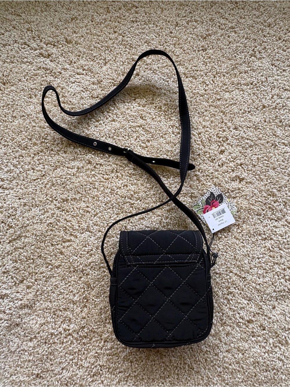 Vera Bradley Lili Hipster Crossbody Bag Black Microfiber Quilted NWT - Picture 4 of 10